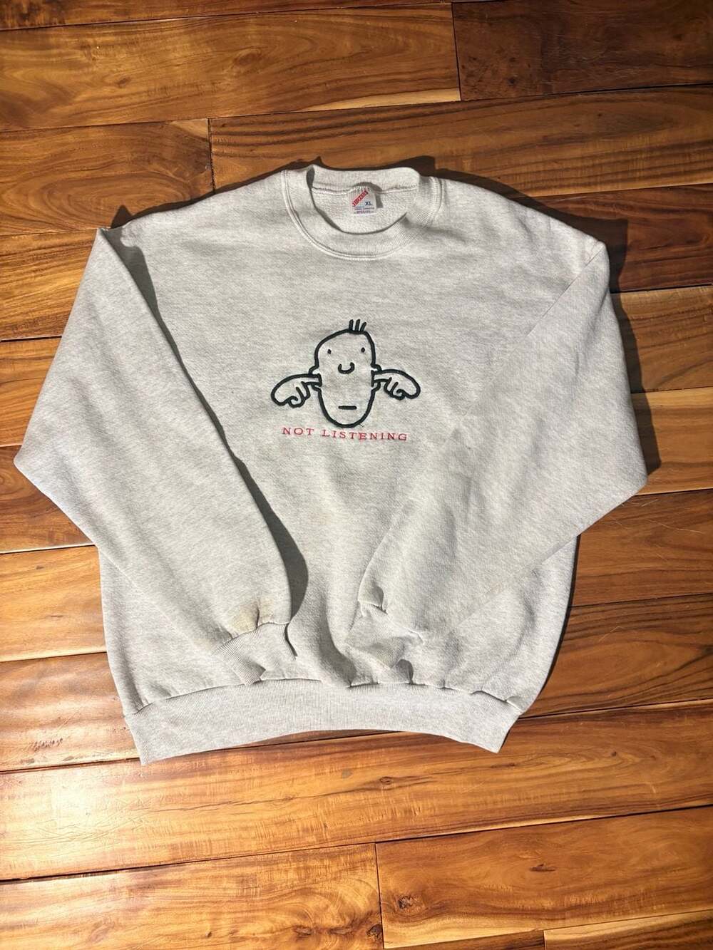 Vintage Jerzees Not Listening Graphic Sweatshirt XL Grey Made in USA